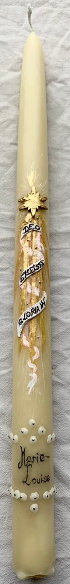 Cierges de baptême décorés, personnalisés