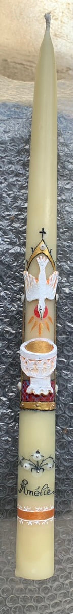 Cierge de baptême avec colombe de l'Esprit-Saint