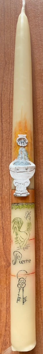 Cierge de baptême avec colombe de l'Esprit-Saint