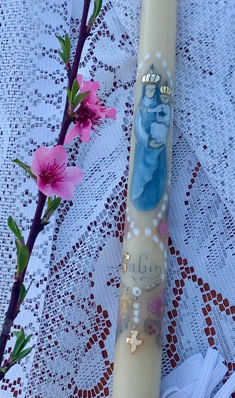 Cierge de baptême avec saint patron